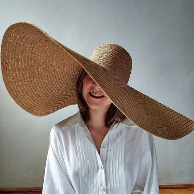Hat Floppy Wide - Büyük boy plaj hasır şapkalar kadınlar