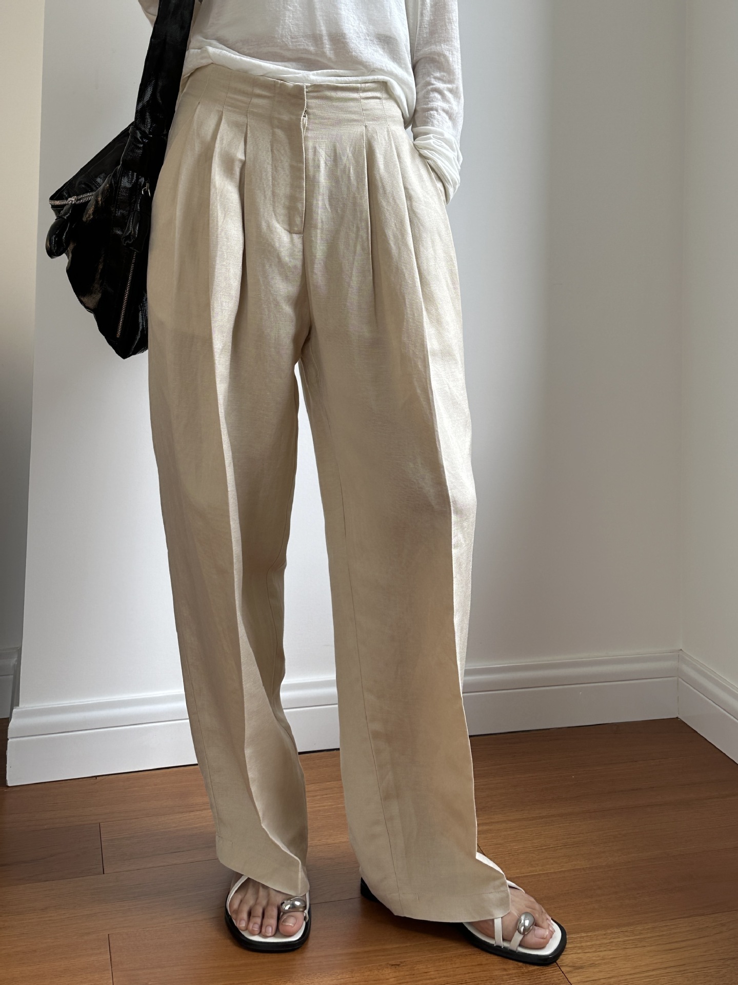 Linen Pant Wide - Rahat Keten Geniş Bacak Pantolon Pileli