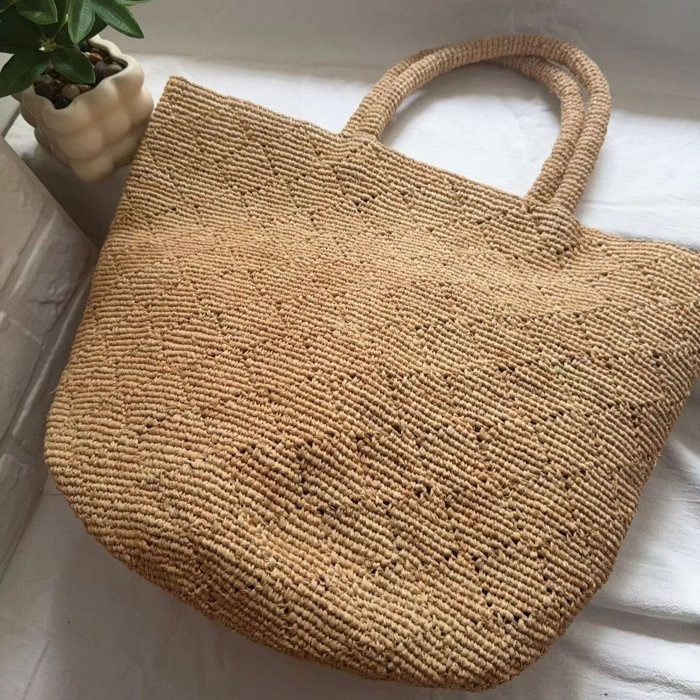 Crochet Bag Raffia - El Örgüsü Hasır Rafya Çanta Kadın