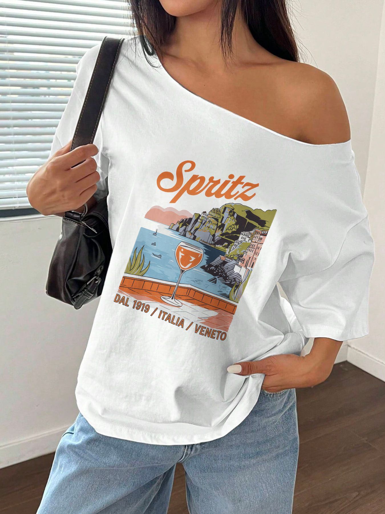 Blouse Off Shoulder - %100 Pamuk Büyük Beden İtalyan Spritz