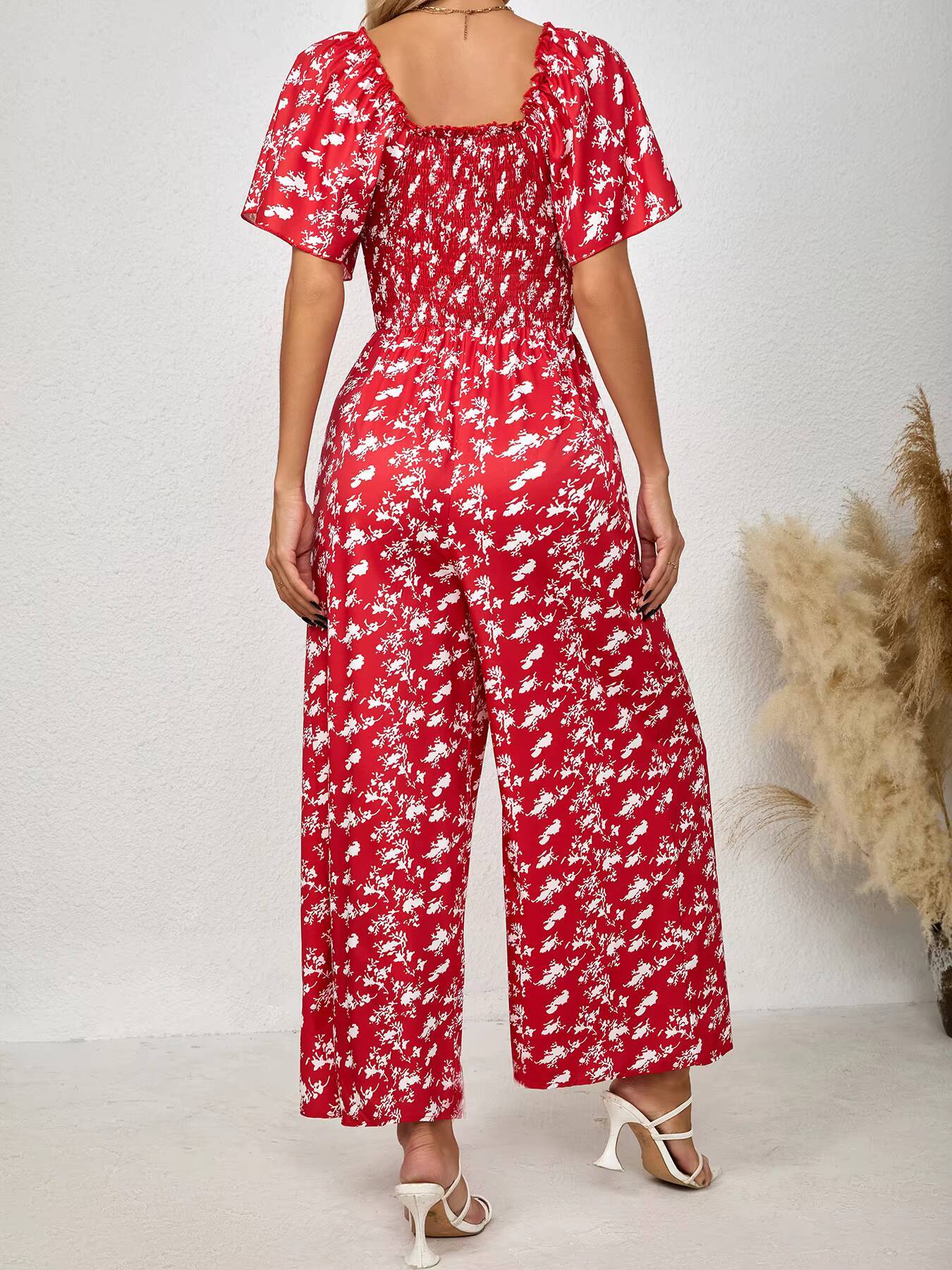 Kadın Kırmızı Tulum Çiçek Dese - Romper Floral Print incelemesi ve fiyatı