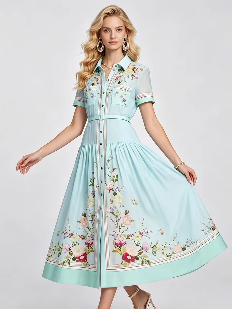 Zarif Çiçek Baskılı Yaz Elbise - Midi Skirt Floral incelemesi ve fiyatı