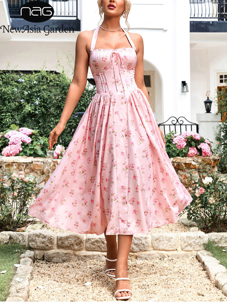 NewAsia kadın Halter Backless  - Midi Skirt Floral incelemesi ve fiyatı