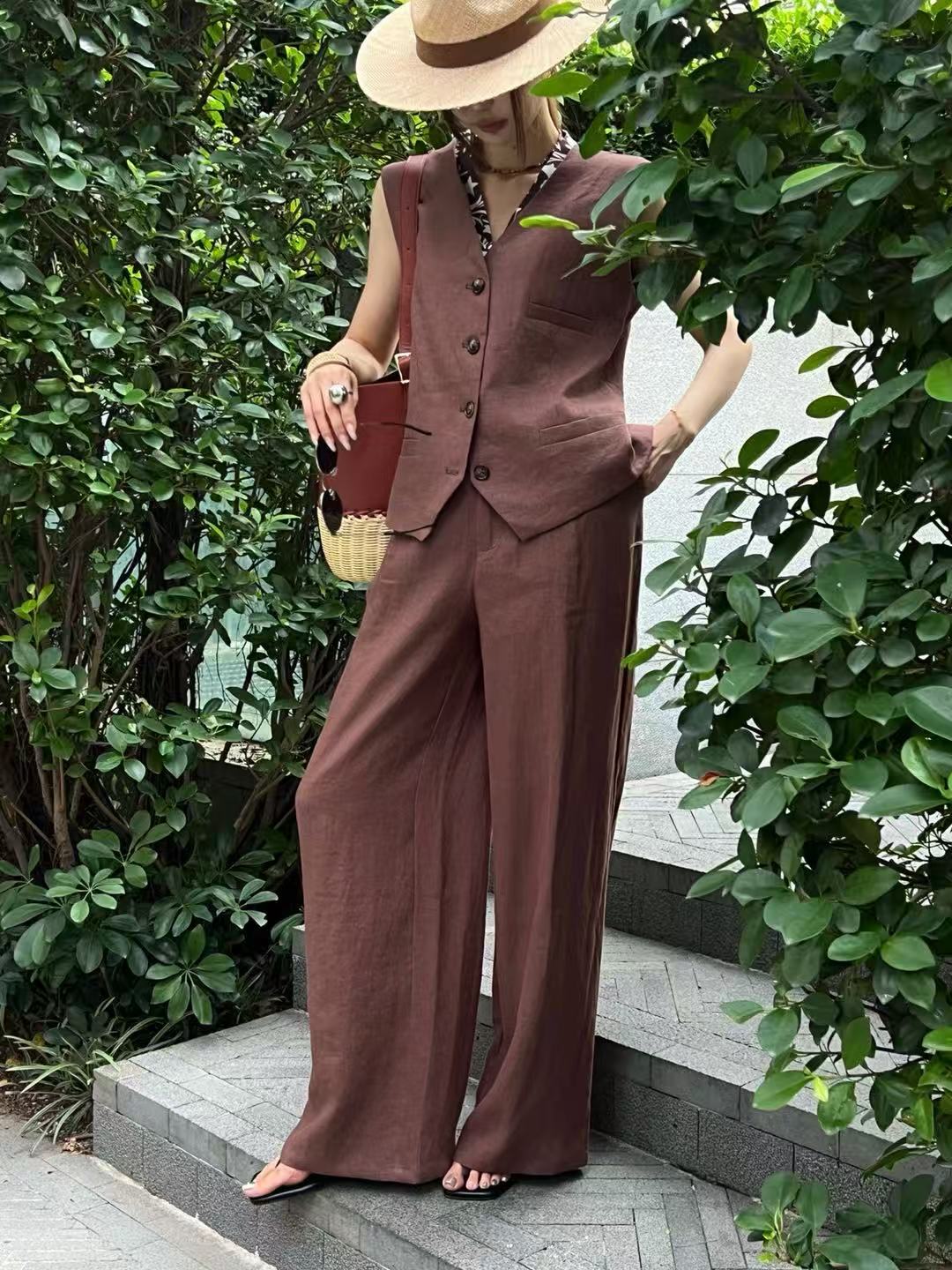Yaşlı Qian'ın keten kumaştan g - Linen Pant Wide incelemesi ve fiyatı