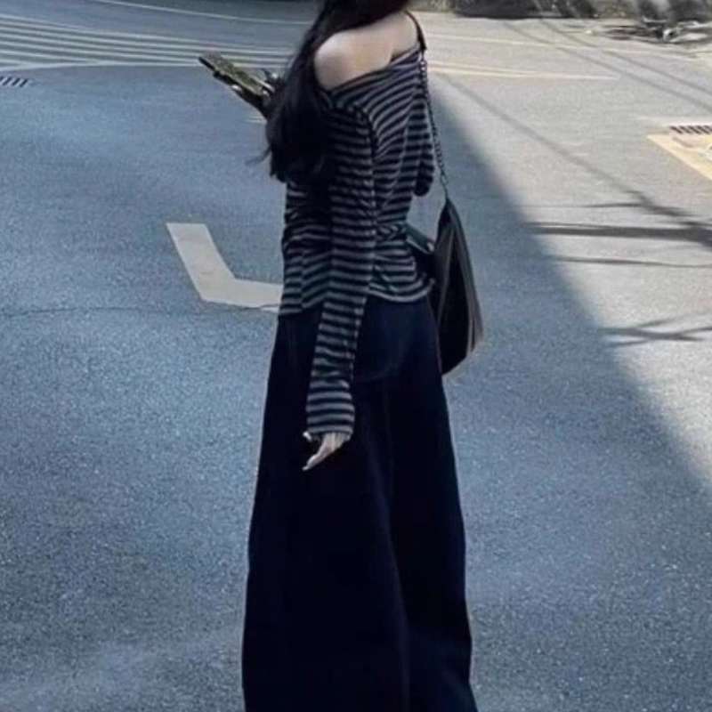 Kadınlar Vintage Çizgili Omuzl - Blouse Off Shoulder incelemesi ve fiyatı