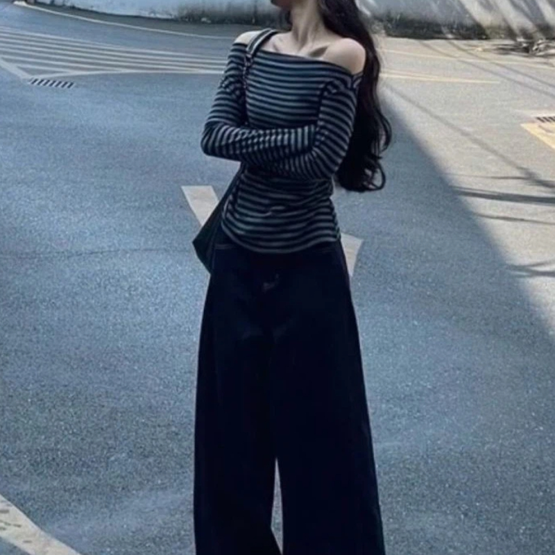 Kadınlar Vintage Çizgili Omuzl - Blouse Off Shoulder incelemesi ve fiyatı