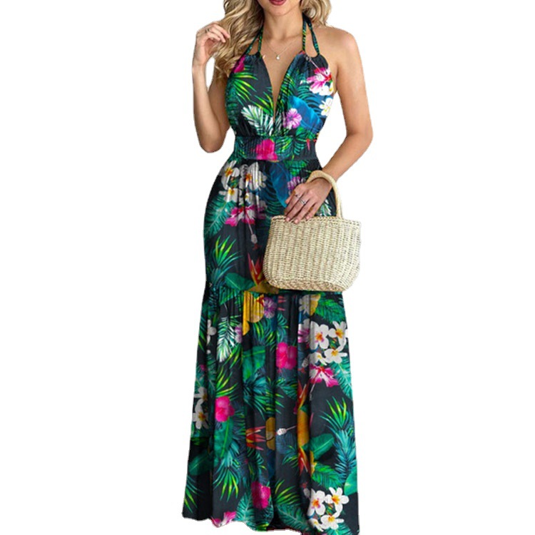 Çiçekli Maxi Elbise Uzun Sırtı - Maxi Dress Halter incelemesi ve fiyatı