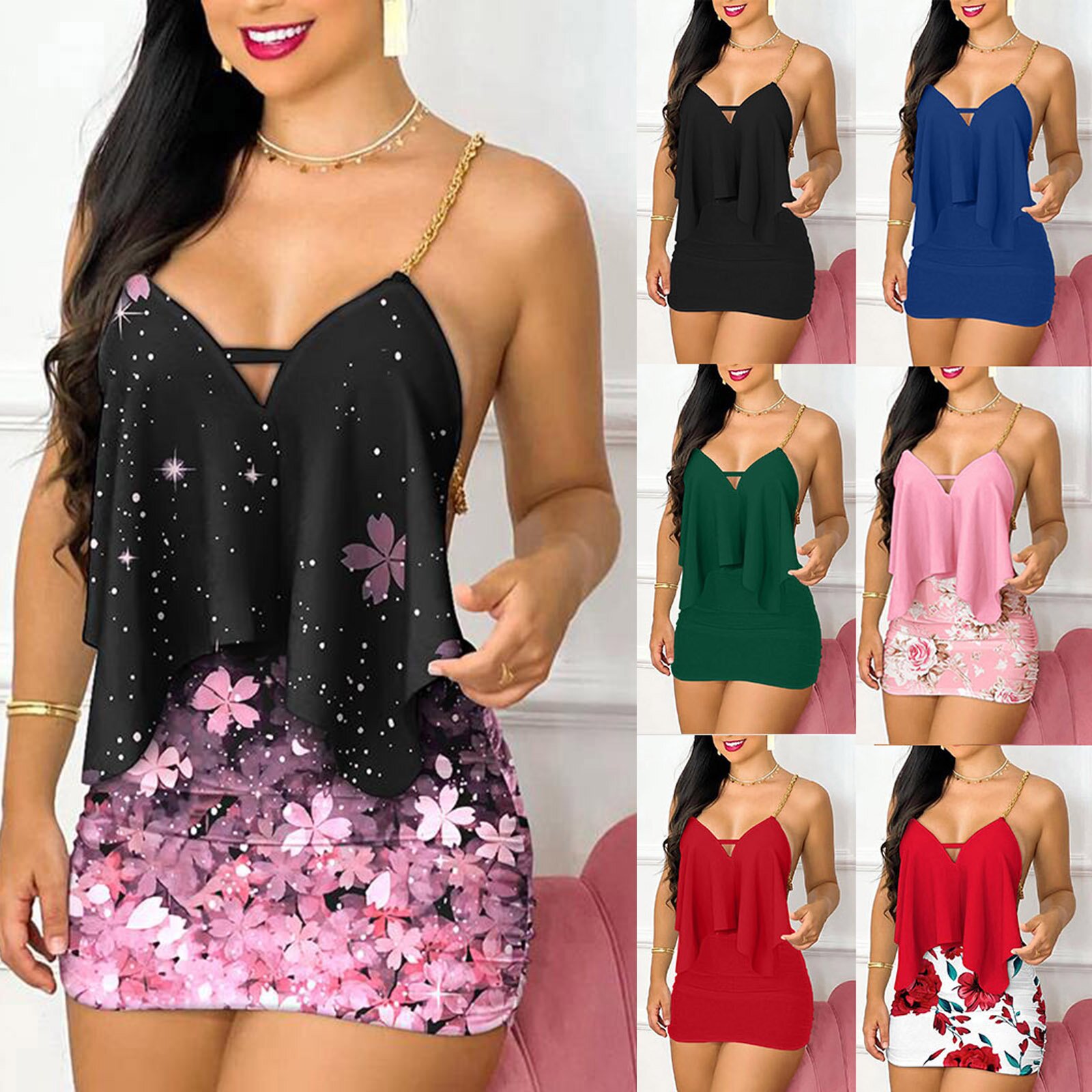 Bayan Elbiseler Yaz Moda Çiçek - Maxi Dress Halter incelemesi ve fiyatı