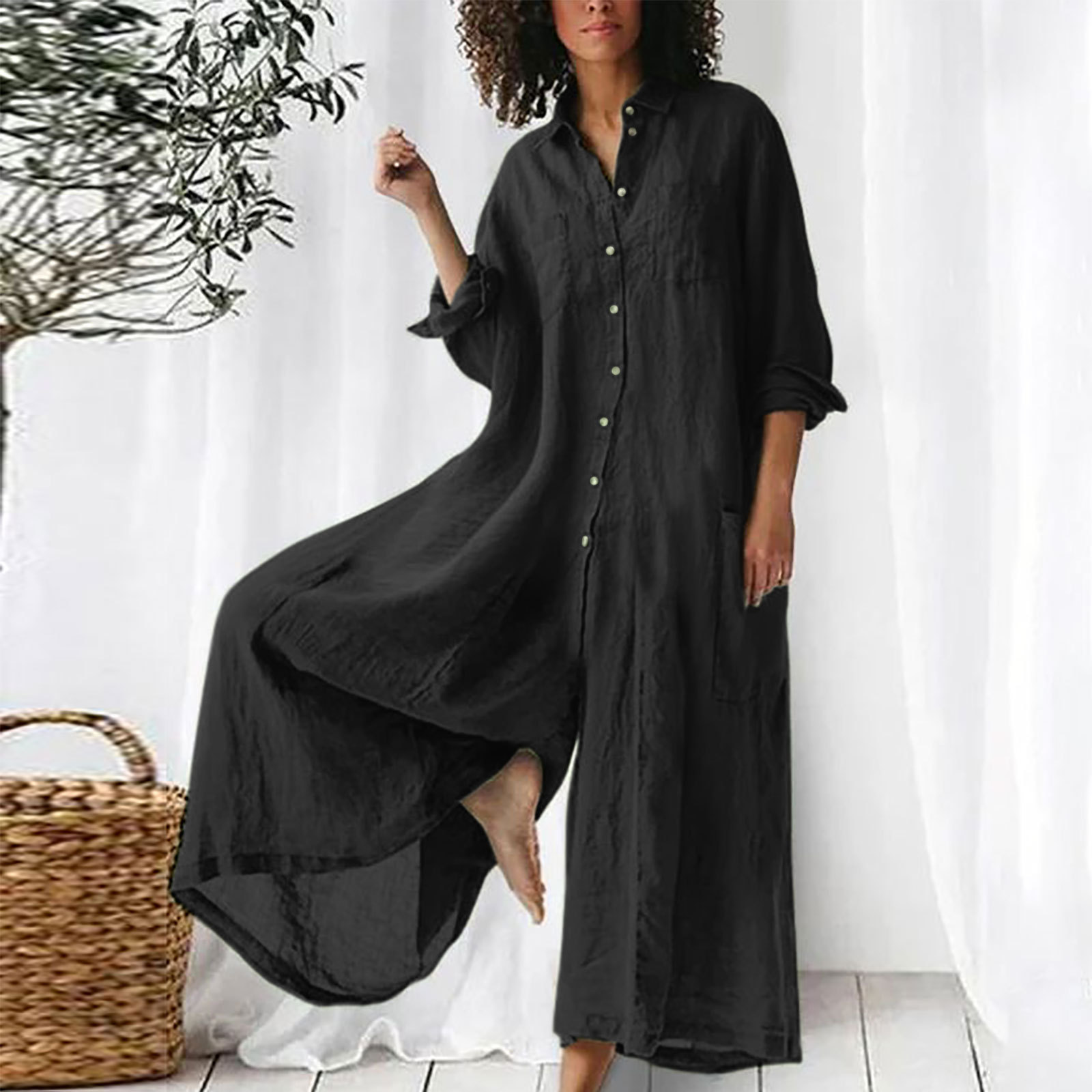 Bayan Tulumları Günlük Uzun Ko - Jumpsuit Linen Relaxed incelemesi ve fiyatı