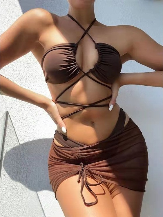 Bayanlar Yüksek Bel Yarık Biki - Swimsuit Bikini Ruched incelemesi ve fiyatı