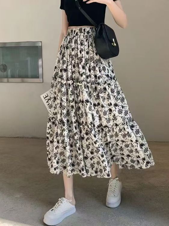 Çiçek Desenli A-Line Midi Etek - Midi Skirt Floral incelemesi ve fiyatı